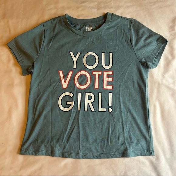 You Vote Girl! Blue Baby Tee – Size Medium - Picture 1 of 5